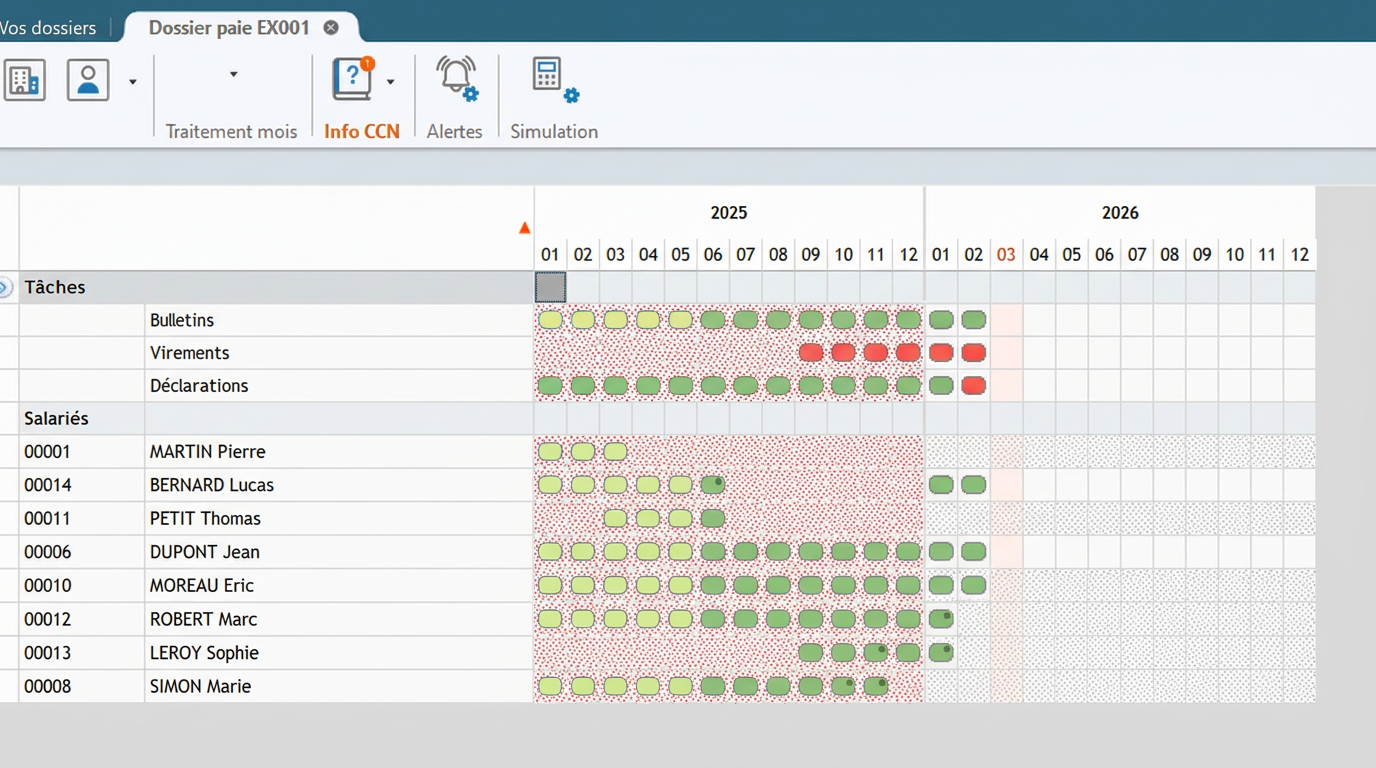 Tableau de bord Silae — gestion de la paie, salariés, DSN et masse salariale